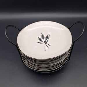 Hearth & Hand Magnolia Retired Wheat Stoneware Appetizer Plates Set 6 Rack
